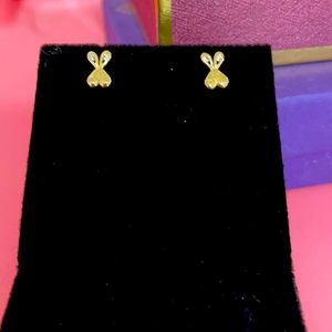 14 KT yellow gold CZ accent bunny earrings. Never worn.